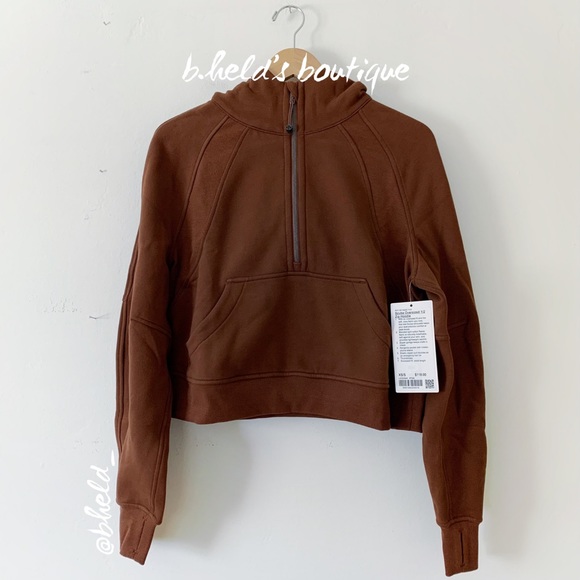 NEW Lululemon Scuba Oversized Half-Zip Hoodie Roasted Brown Size XS/S